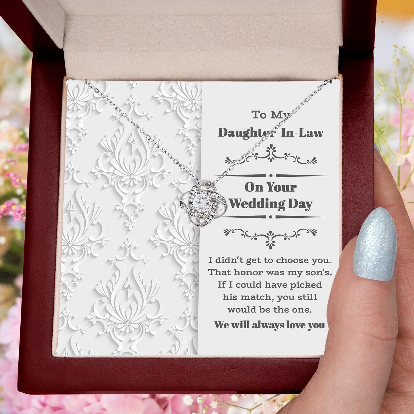 Daughter-In-Law Wedding Day Gift My Son Chose You Love Knot Pendant Necklace