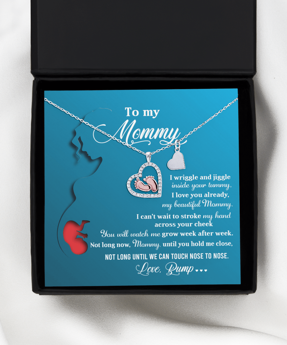 New Mom Gift Baby Feet Charm Necklace Not Long Now Until You can Hold Me Close - Mallard Moon Gift Shop