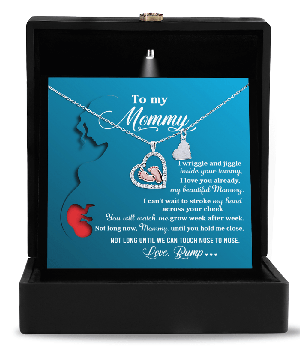 New Mom Gift Baby Feet Charm Necklace Not Long Now Until You can Hold Me Close - Mallard Moon Gift Shop