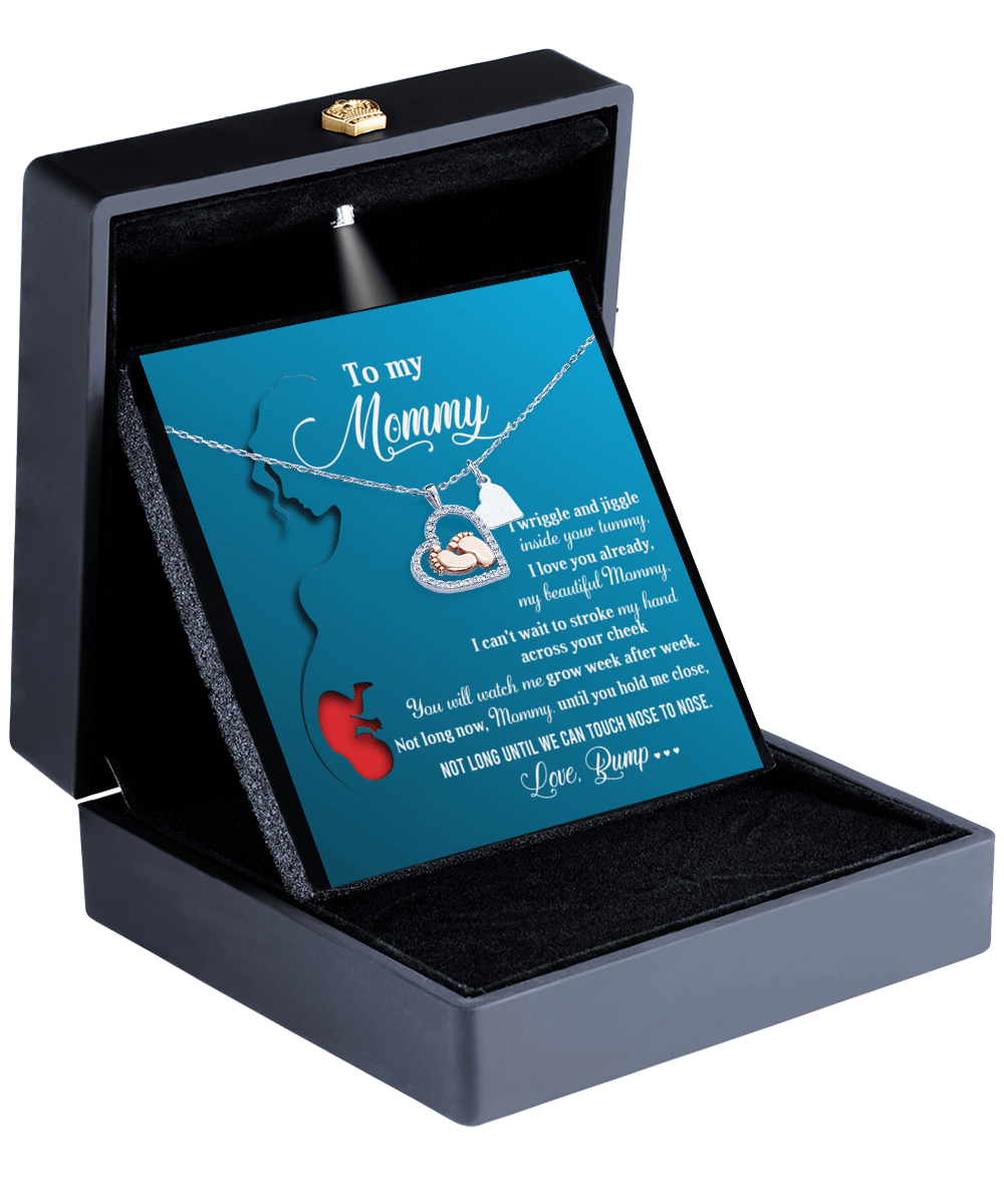 New Mom Gift Baby Feet Charm Necklace Not Long Now Until You can Hold Me Close - Mallard Moon Gift Shop