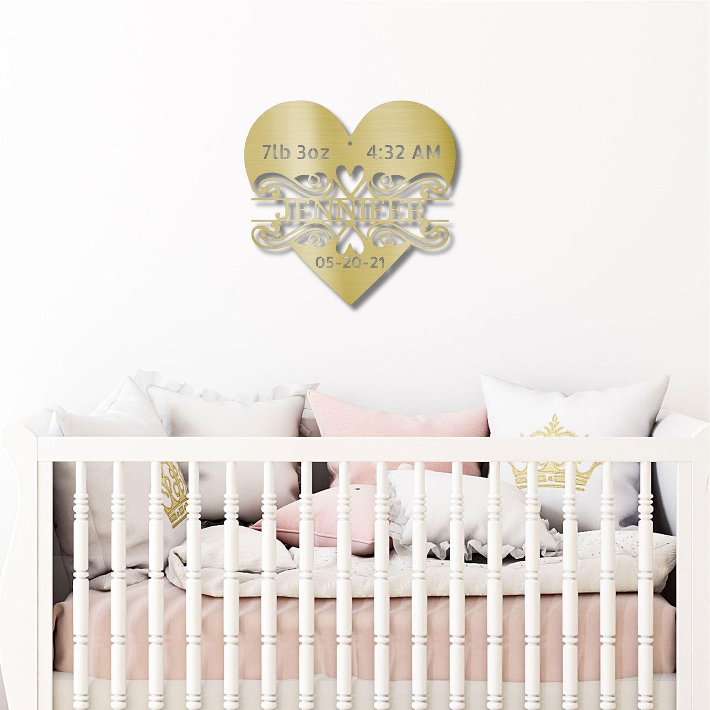 Newborn Baby Love Monogram Personalized Indoor Outdoor Steel Wall Sign Art - Mallard Moon Gift Shop