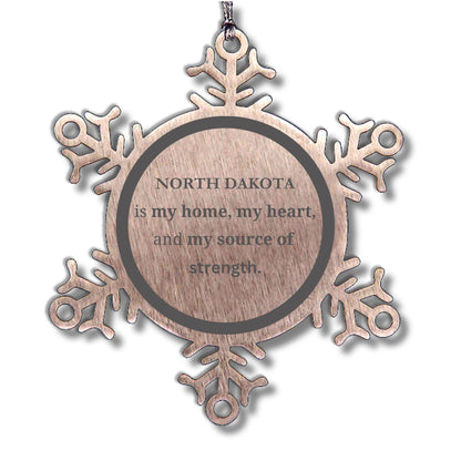 North Dakota is my Home Gifts, Amazing North Dakota Birthday, Christmas Engraved Stainless-Steel Snowflake Ornament For People from North Dakota, Men, Women, Friends - Mallard Moon Gift Shop