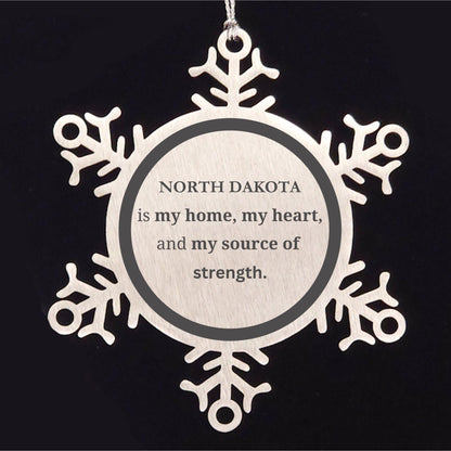 North Dakota is my Home Gifts, Amazing North Dakota Birthday, Christmas Engraved Stainless-Steel Snowflake Ornament For People from North Dakota, Men, Women, Friends - Mallard Moon Gift Shop