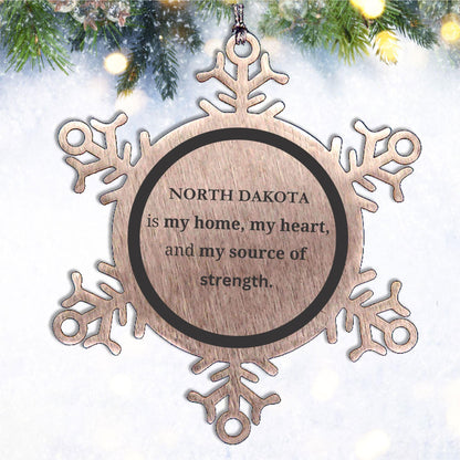 North Dakota is my Home Gifts, Amazing North Dakota Birthday, Christmas Engraved Stainless-Steel Snowflake Ornament For People from North Dakota, Men, Women, Friends - Mallard Moon Gift Shop