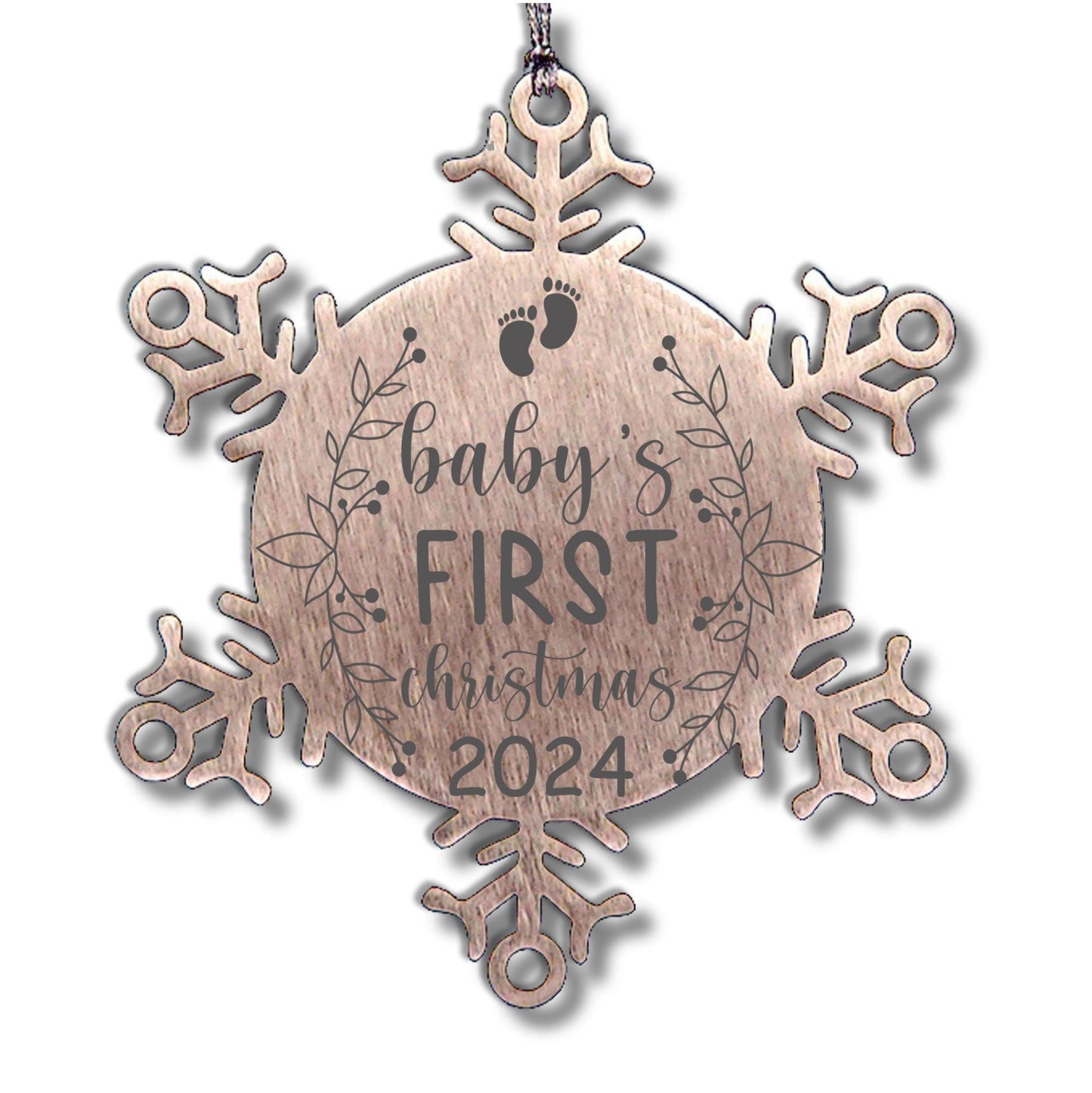 Baby's First Christmas 2024 Laser Engraved Stainless Steel Snowflake Ornament