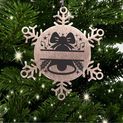 Personalized Snowflake Tree Ornament Christmas Bell Family Name Laser Engraved Stainless Steel