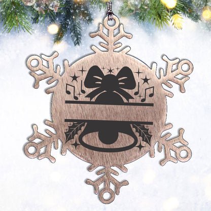 Personalized Snowflake Tree Ornament Christmas Bell Family Name Laser Engraved Stainless Steel