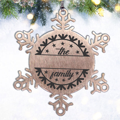 Personalized Family Name Snowflake Stainless Steel Engraved Ornament