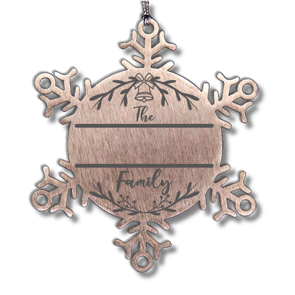 Personalized Snowflake Family Name Laser Engraved Stainless Steel Tree Ornament