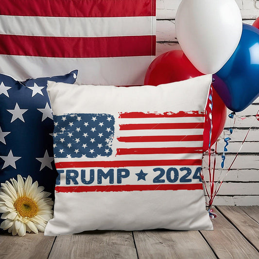 Trump 2024 American Flag Patriotic Indoor-Outdoor Pillow