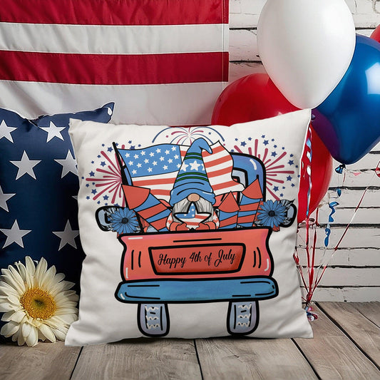 Fourth of July Gnome Parade Patriotic Indoor-Outdoor Pillow