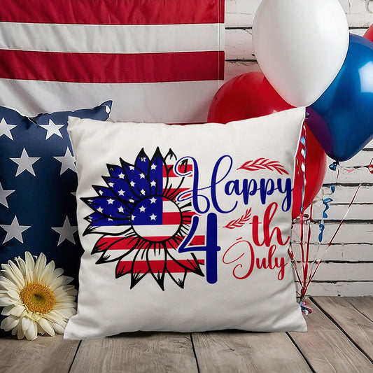 Happy 4th of July Sunflower Patriotic Indoor-Outdoor Pillow