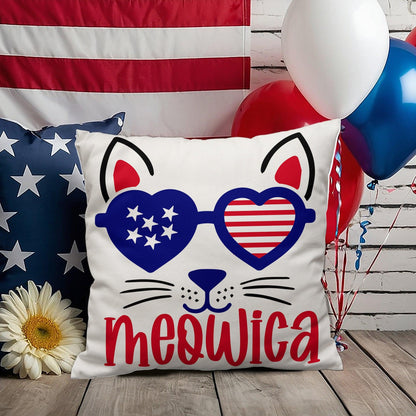 Mewoica Cat Patriotic Indoor-Outdoor Pillow