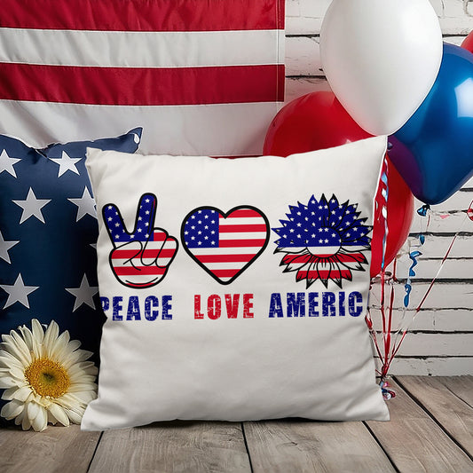 Peace Love America Patriotic Indoor-Outdoor Pillow