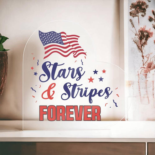 Patriotic Stars And Stripes Forever Acrylic Plaque - Mallard Moon Gift Shop