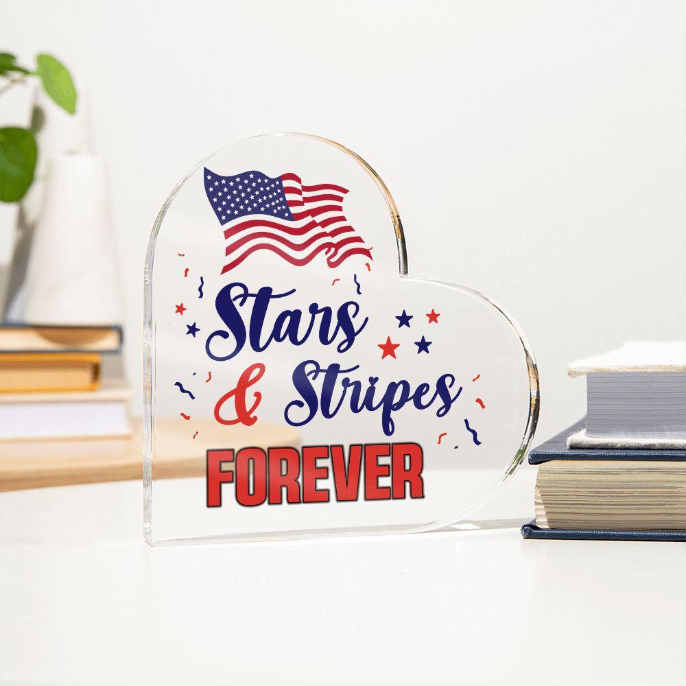 Patriotic Stars And Stripes Forever Acrylic Plaque - Mallard Moon Gift Shop