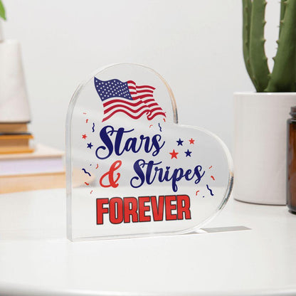 Patriotic Stars And Stripes Forever Acrylic Plaque - Mallard Moon Gift Shop