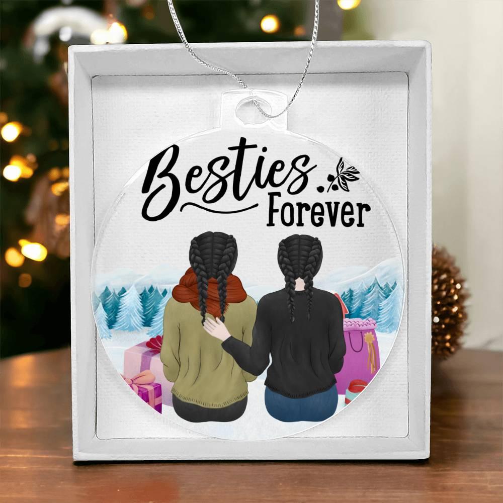 Personalized Besties are Forever Acrylic Keepsake Ornament - Mallard Moon Gift Shop