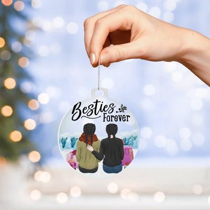 Personalized Besties are Forever Acrylic Keepsake Ornament - Mallard Moon Gift Shop