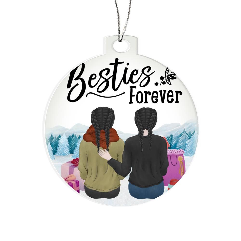 Personalized Besties are Forever Acrylic Keepsake Ornament - Mallard Moon Gift Shop