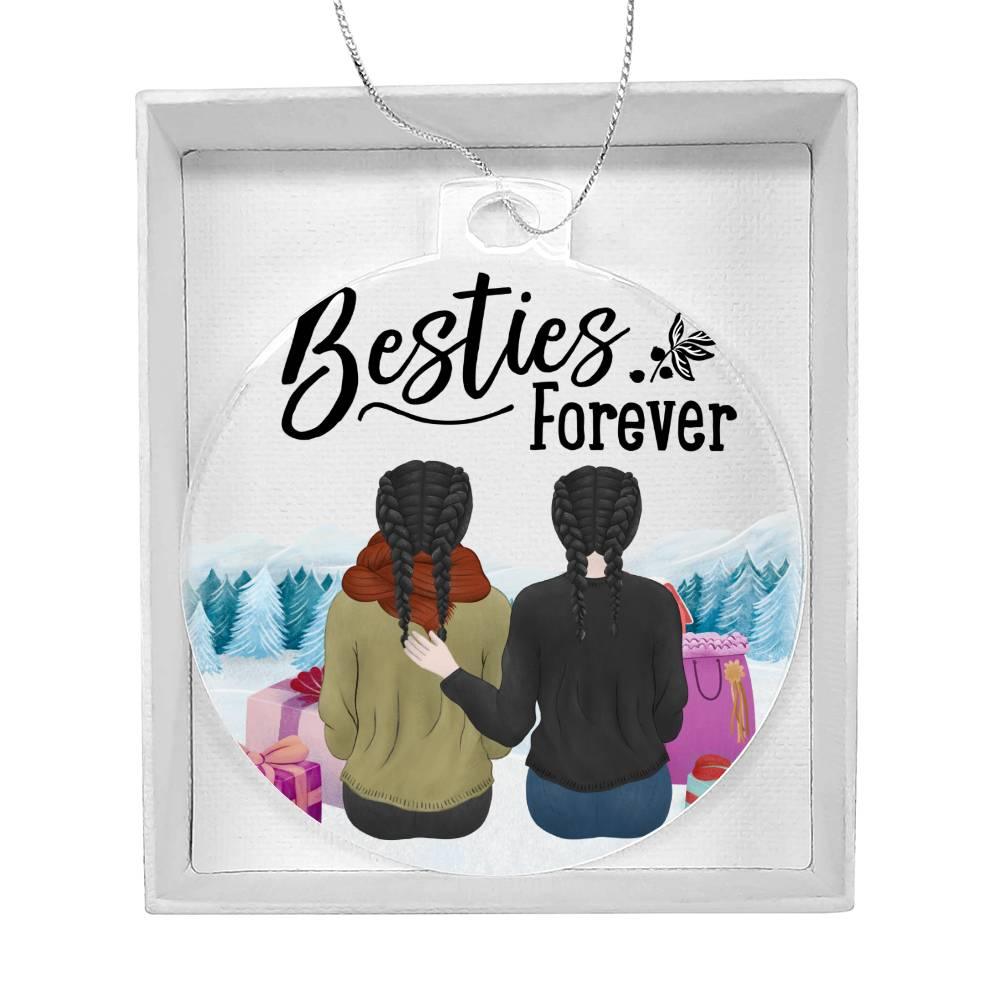 Personalized Besties are Forever Acrylic Keepsake Ornament - Mallard Moon Gift Shop