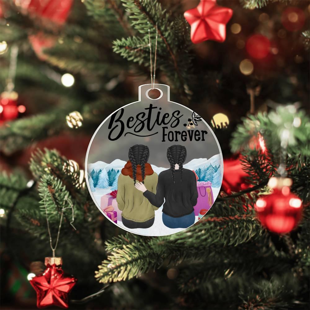 Personalized Besties are Forever Acrylic Keepsake Ornament - Mallard Moon Gift Shop