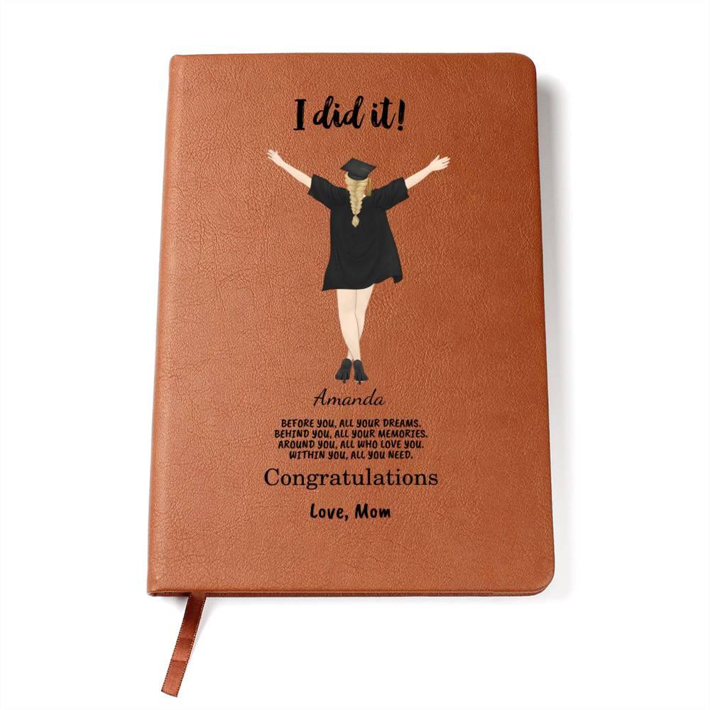 Personalized Male or Female Graduate Leather Journal - Mallard Moon Gift Shop