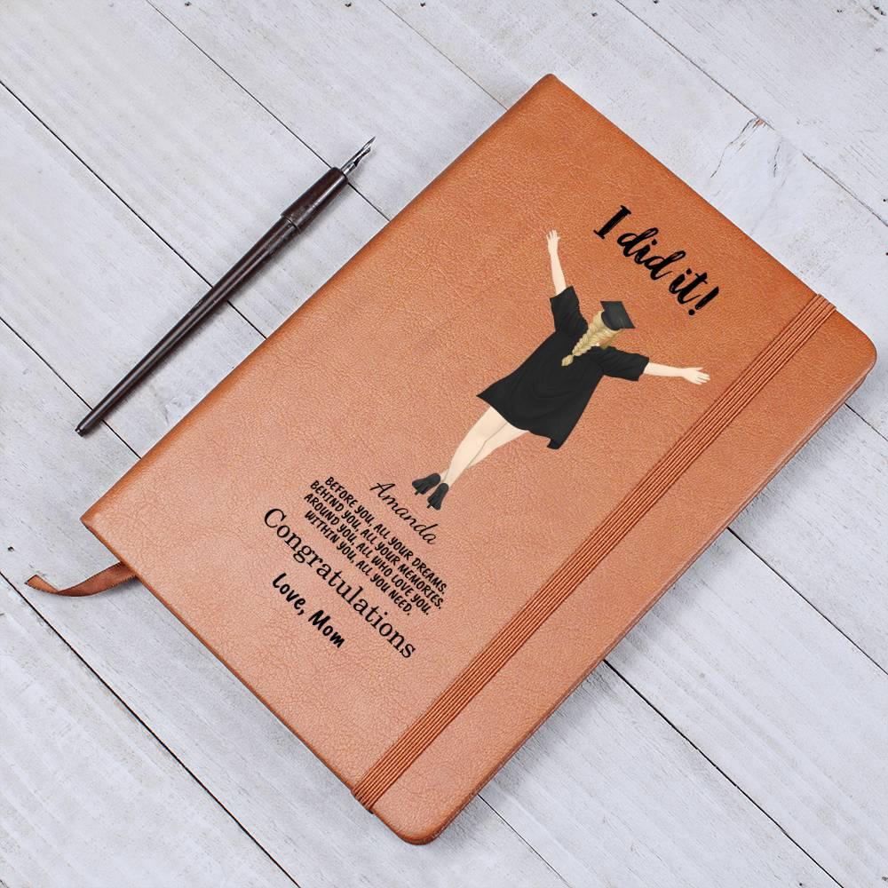 Personalized Male or Female Graduate Leather Journal - Mallard Moon Gift Shop