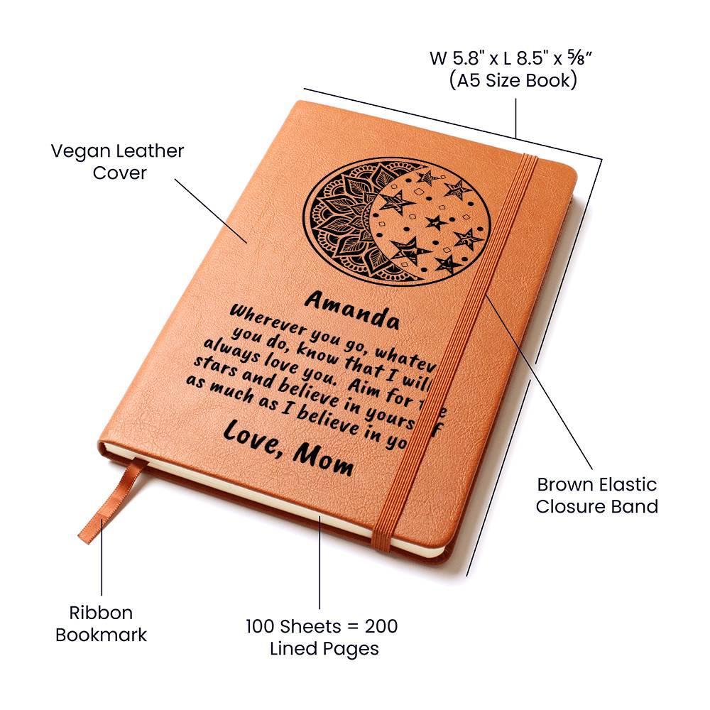 Personalized Moon and Stars I Believe in You Graphic Leather Journal - Mallard Moon Gift Shop