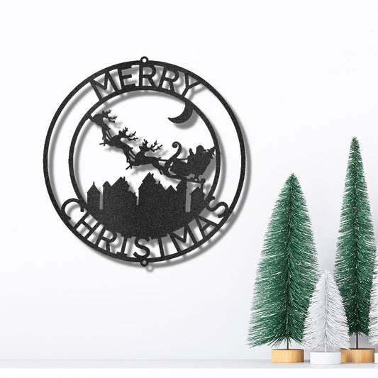 Personalized Santa's Sleigh Custom Name Christmas Holiday Metal Art Wall Sign - Mallard Moon Gift Shop
