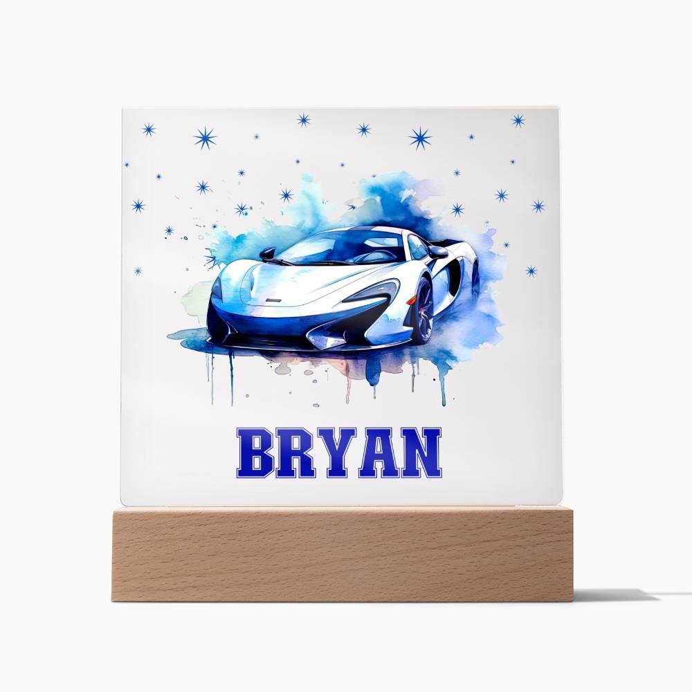 Personalized Sports Car Acrylic Plaque - Nightlight Room Decor - Mallard Moon Gift Shop