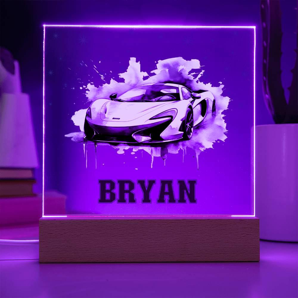 Personalized Sports Car Acrylic Plaque - Nightlight Room Decor - Mallard Moon Gift Shop