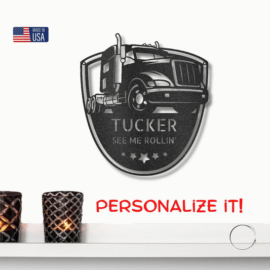 Personalized Trucker Indoor Outdoor Steel Sign - Mallard Moon Gift Shop
