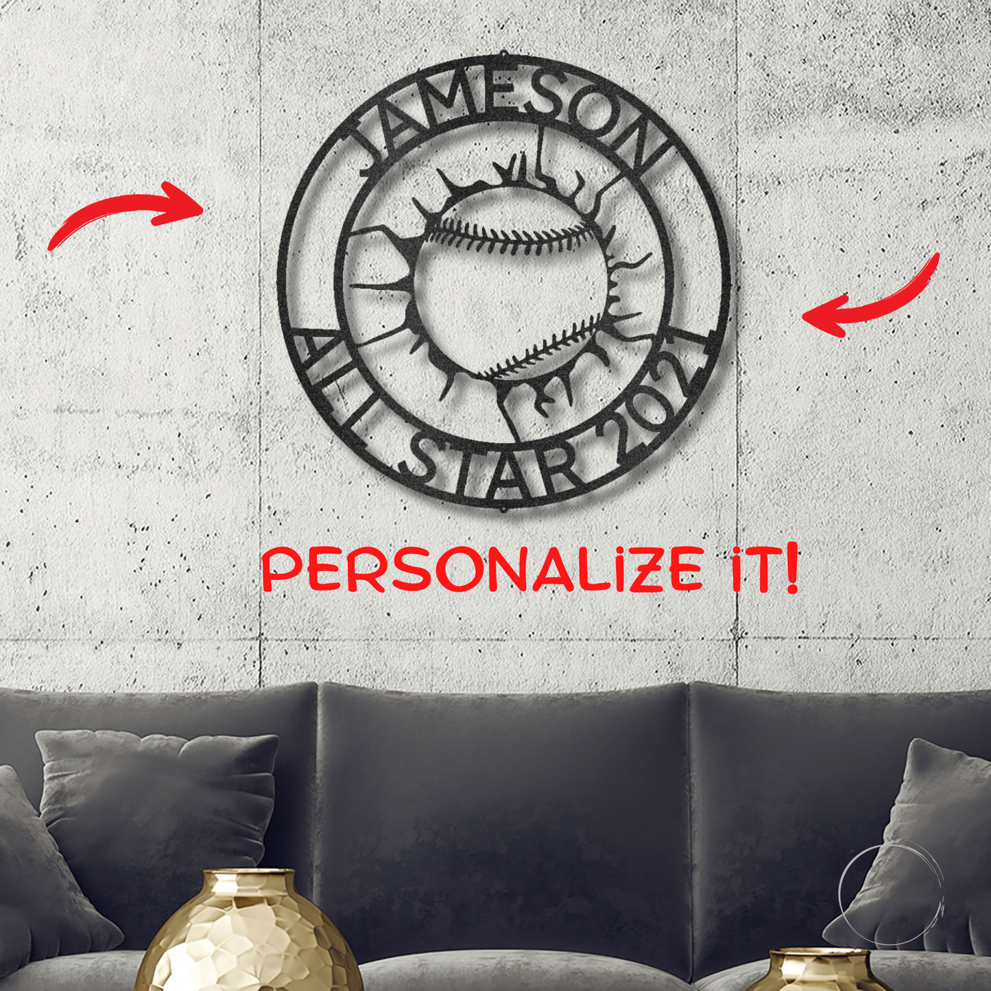 Baseball Custom Name Metal Art Wall Sign
