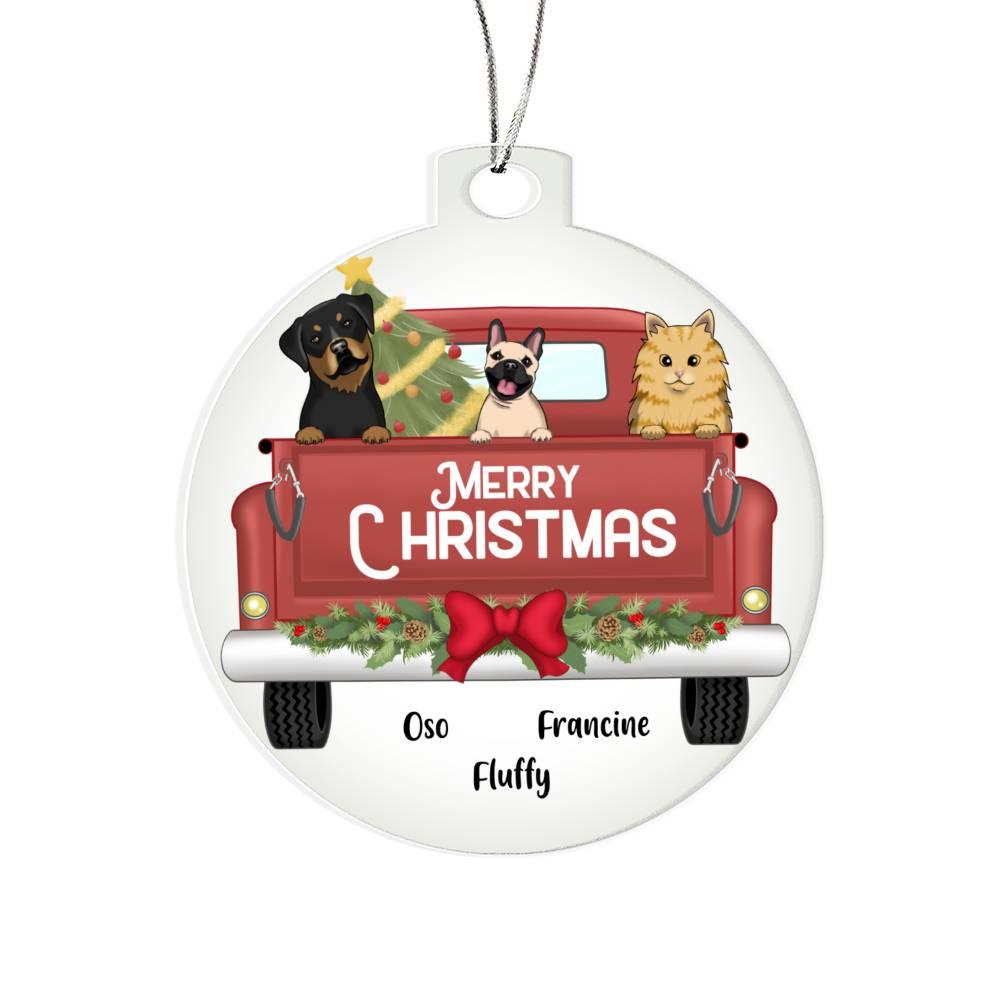 Pet Personalized Christmas Truck Acrylic Keepsake Ornament - Mallard Moon Gift Shop