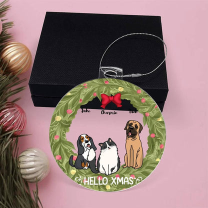 Pet Personalized Holiday Wreath Acrylic Keepsake Ornament - Mallard Moon Gift Shop