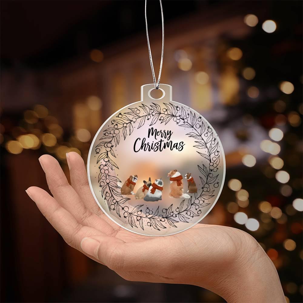 Pet Personalized Wreath Acrylic Keepsake Christmas Ornament - Mallard Moon Gift Shop