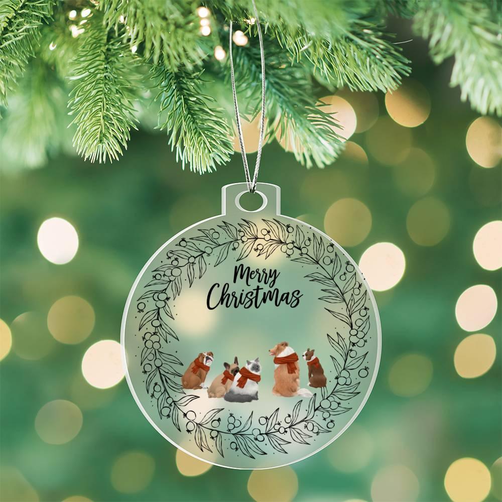 Pet Personalized Wreath Acrylic Keepsake Christmas Ornament - Mallard Moon Gift Shop