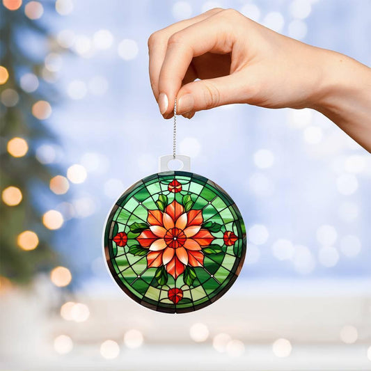 Poinsettia Acrylic Keepsake Christmas Ornament Suncatcher - Mallard Moon Gift Shop