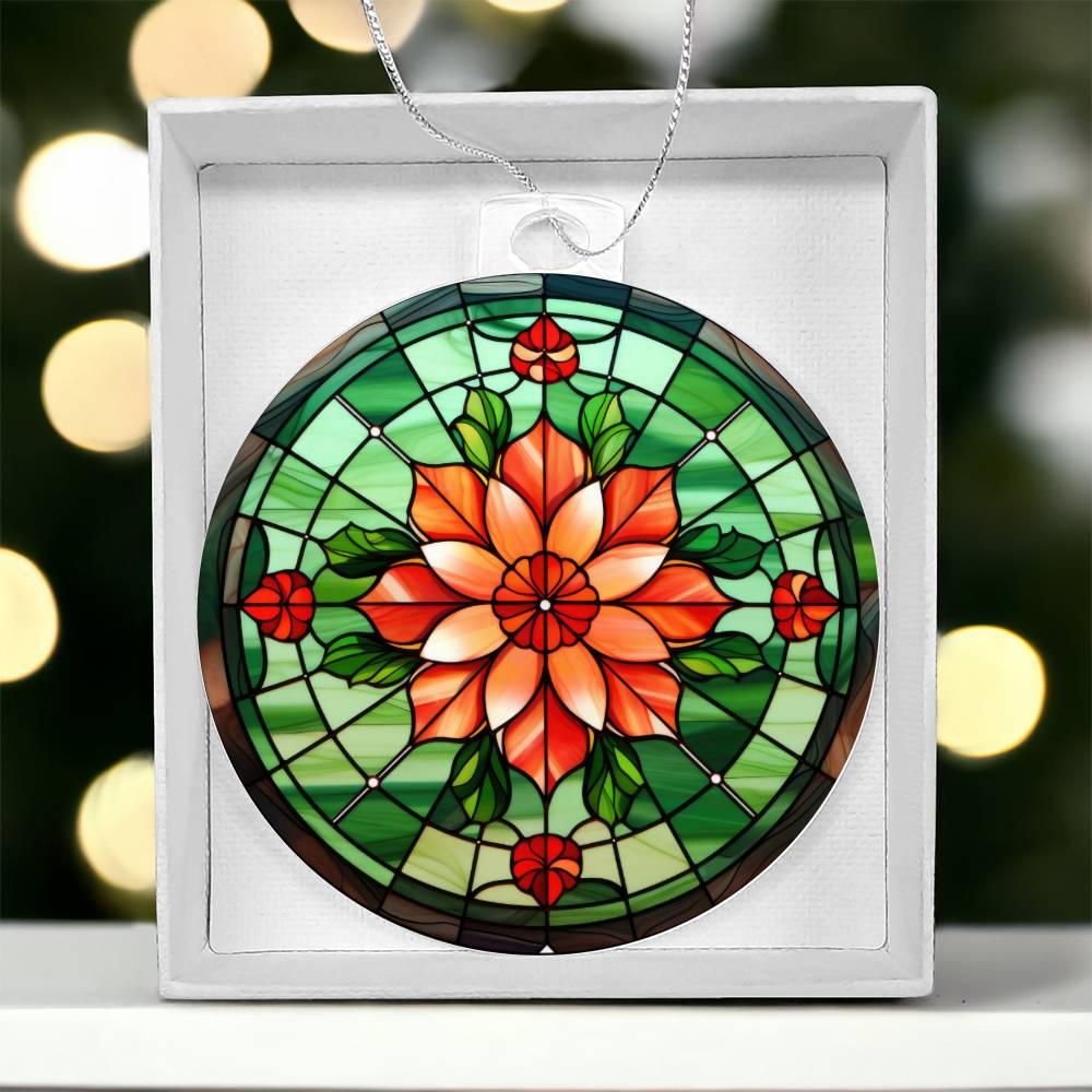 Poinsettia Acrylic Keepsake Christmas Ornament Suncatcher - Mallard Moon Gift Shop