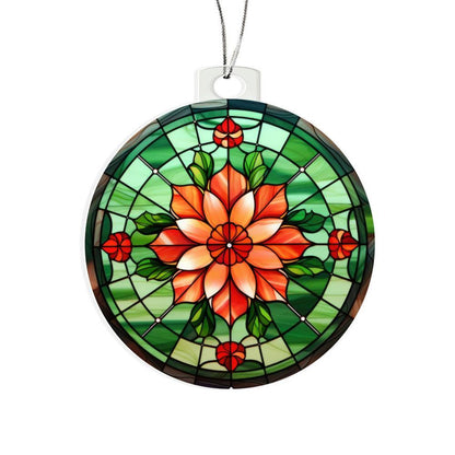 Poinsettia Acrylic Keepsake Christmas Ornament Suncatcher - Mallard Moon Gift Shop