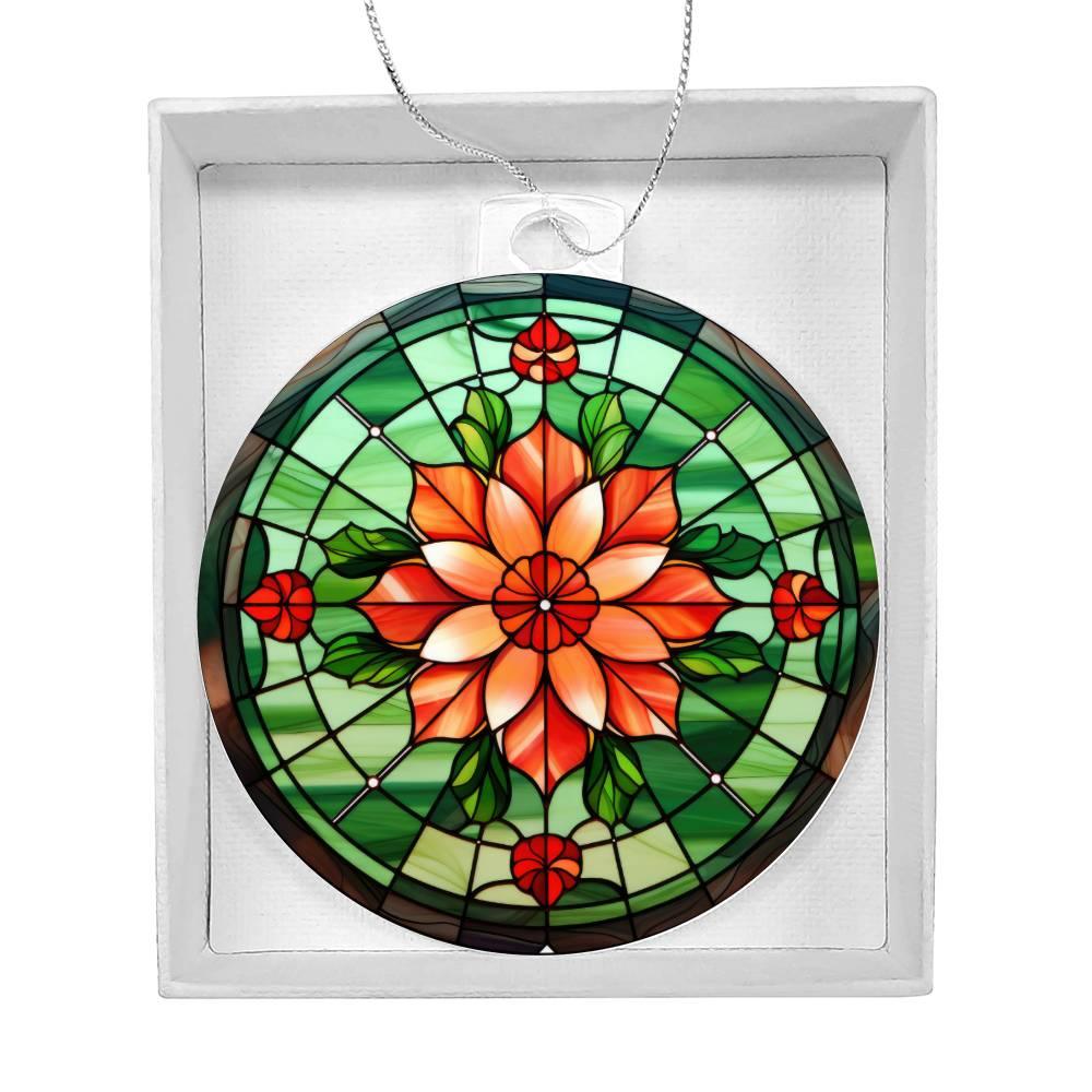 Poinsettia Acrylic Keepsake Christmas Ornament Suncatcher - Mallard Moon Gift Shop