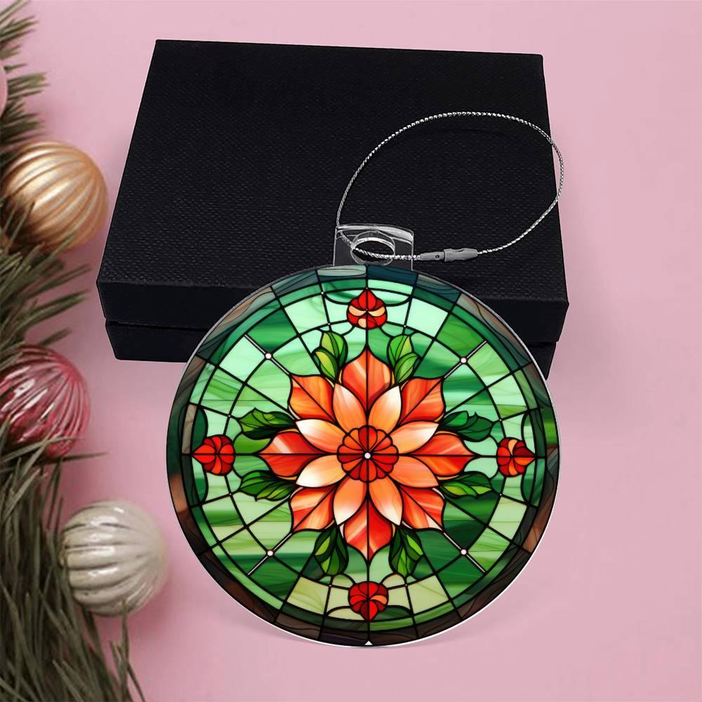 Poinsettia Acrylic Keepsake Christmas Ornament Suncatcher - Mallard Moon Gift Shop