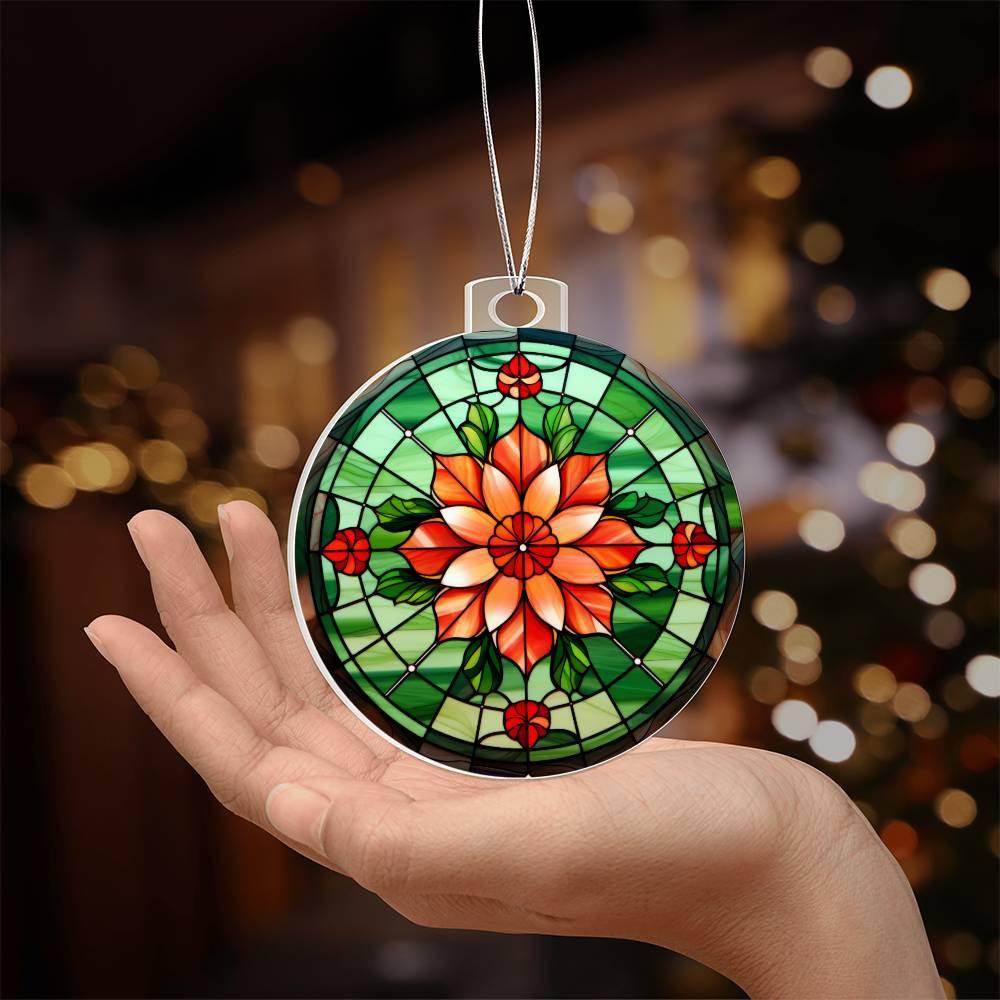 Poinsettia Acrylic Keepsake Christmas Ornament Suncatcher - Mallard Moon Gift Shop