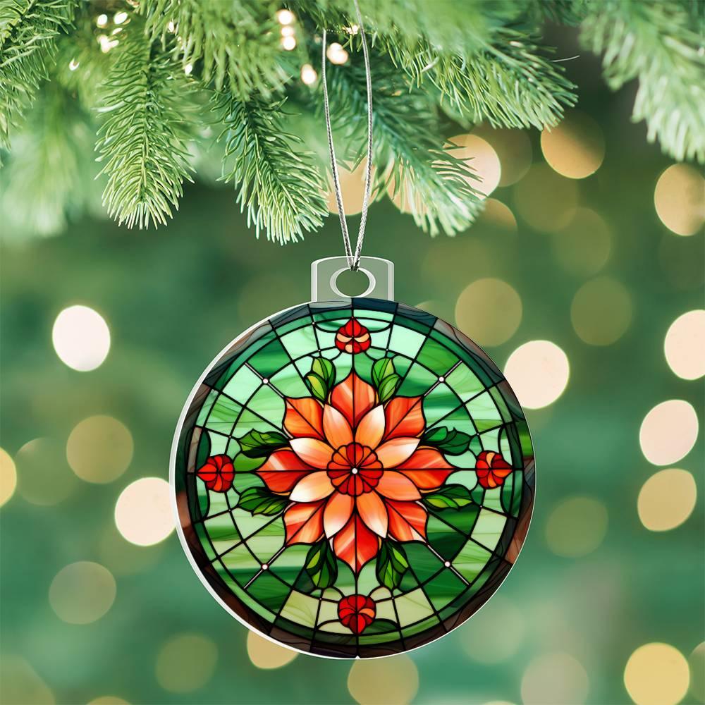 Poinsettia Acrylic Keepsake Christmas Ornament Suncatcher - Mallard Moon Gift Shop