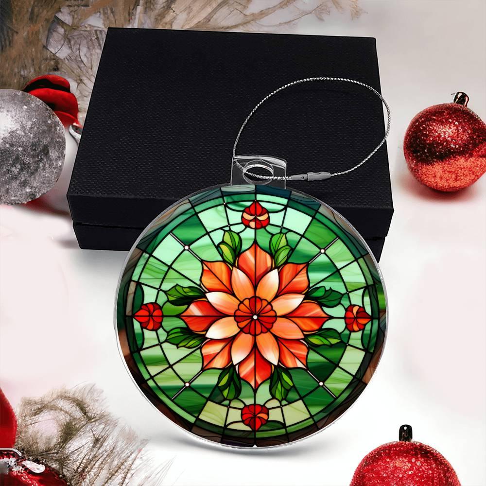 Poinsettia Acrylic Keepsake Christmas Ornament Suncatcher - Mallard Moon Gift Shop