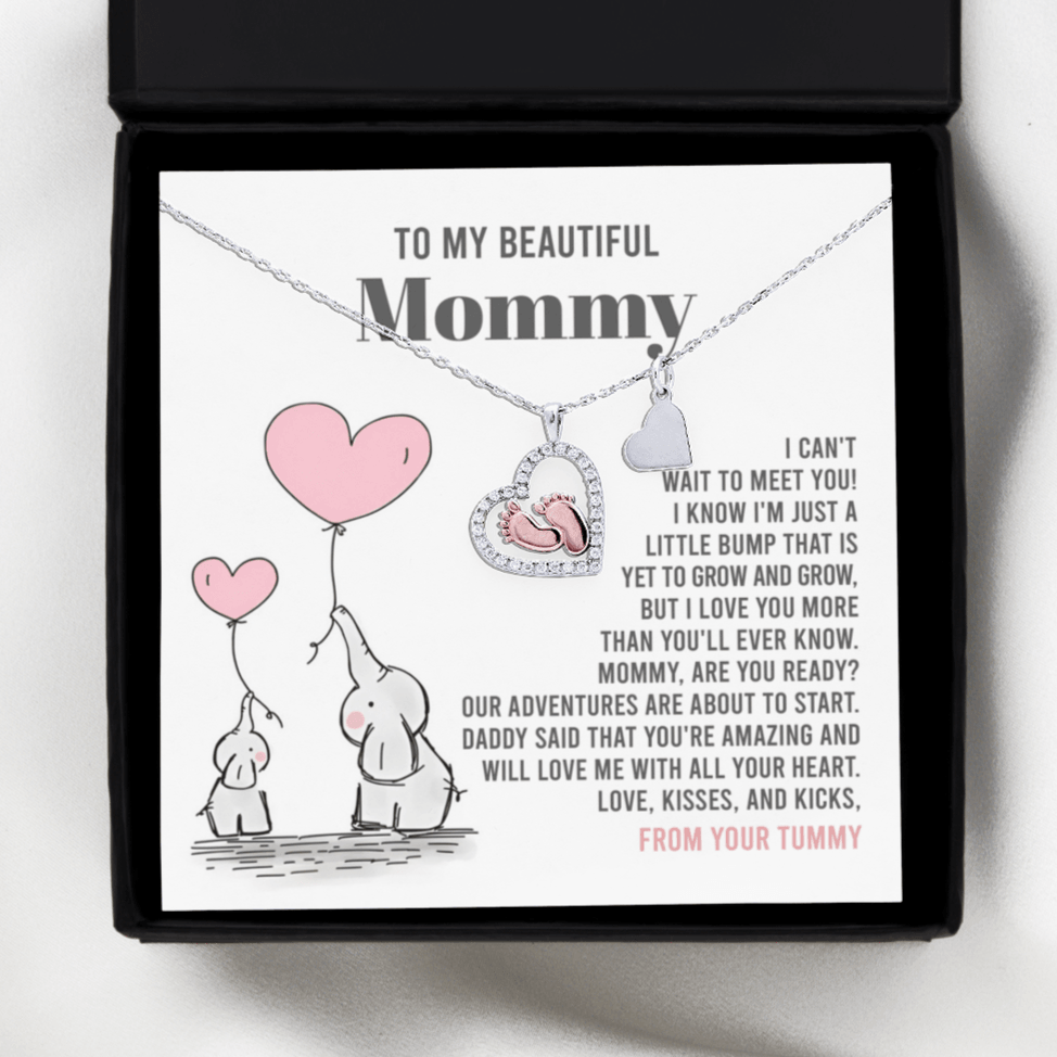 Pregnancy Gift for New Mom From the Bump Baby Feet Pendant Necklace - Mallard Moon Gift Shop