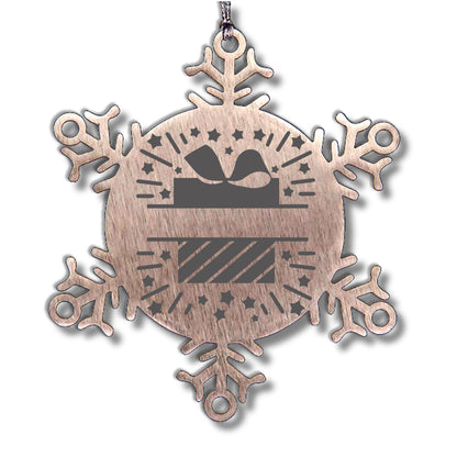 Personalized Family Name Present Laser Engraved Stainless Steel Snowflake Tree Ornament