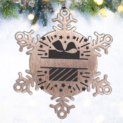 Personalized Family Name Present Laser Engraved Stainless Steel Snowflake Tree Ornament