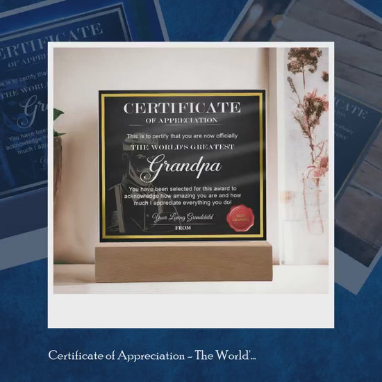 Certificate of Appreciation - The World's Greatest Grandpa Acrylic Plaque by@Outfy